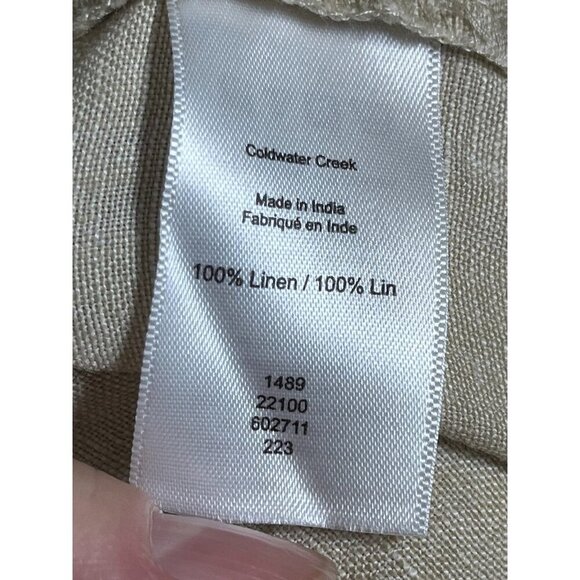 Coldwater Creek Linen Pant Tan Classic Neutral Minimalist Preppy Old Money Chic - Picture 11 of 12
